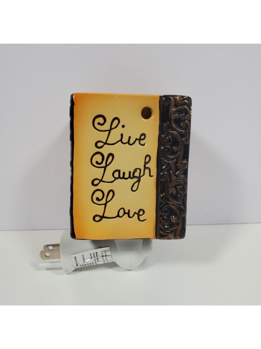 Scentsy Live Laugh Love Plug-In Wax Warmer Ceramic Beige Bronze Brown Tan - Picture 7 of 14